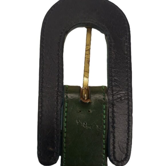 Echo Made in USA Green Leather Belt M/L Classic Minimalist Office - Picture 4 of 9